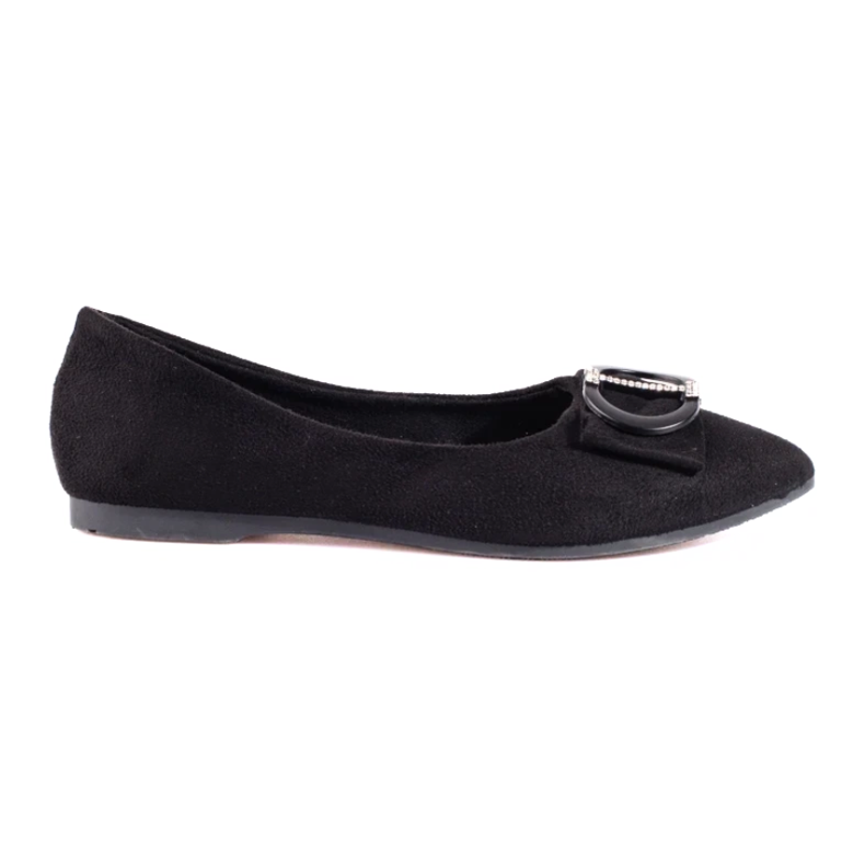 Women's black suede ballerinas with a Shelovet buckle