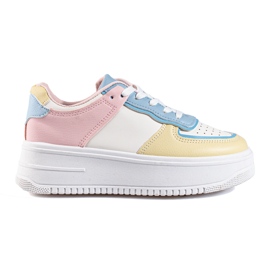 Multicolored sneakers on a thick Shelovet platform pink Multicolored sneakers on a thick Shelovet platform pink