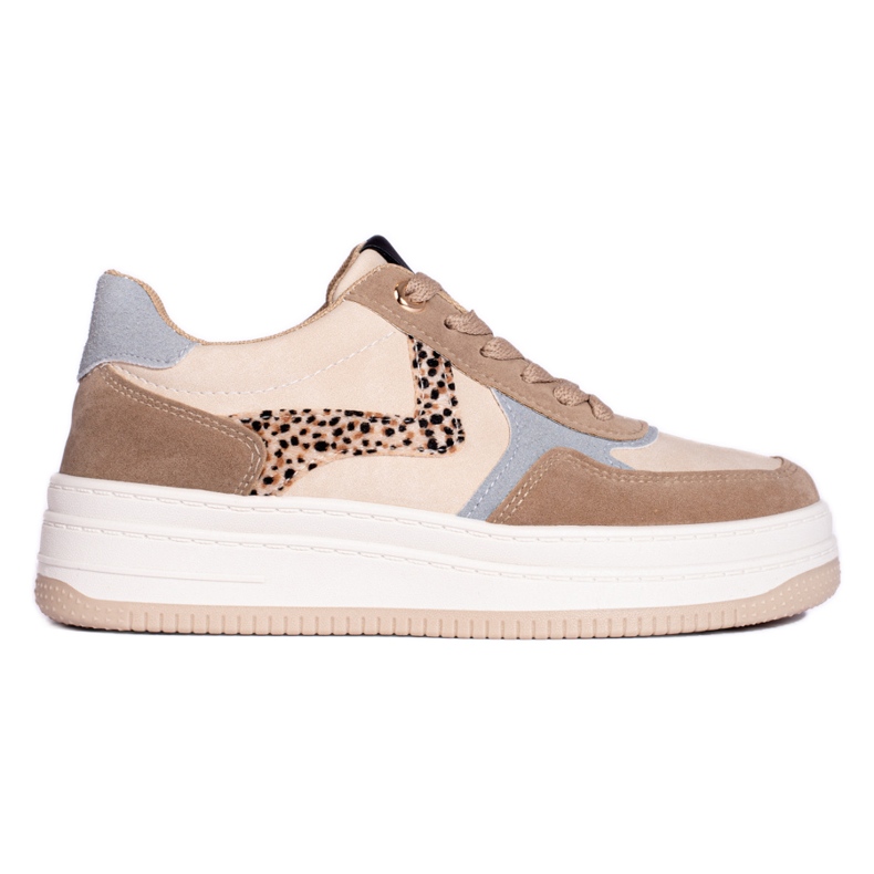 Beige women's sneakers with a thick sole from Shelovet