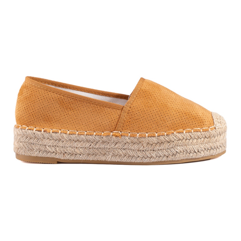 Women's suede espadrilles Shelovet camel brown