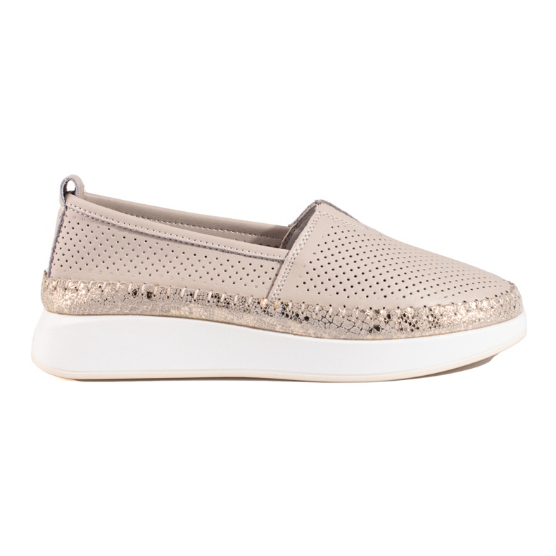 Shelovet beige openwork leather shoes Shelovet beige openwork leather shoes