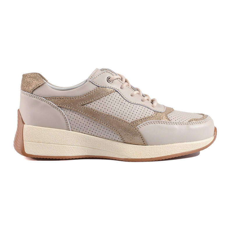 Leather beige sneakers on the Shelovet platform Leather beige sneakers on the Shelovet platform