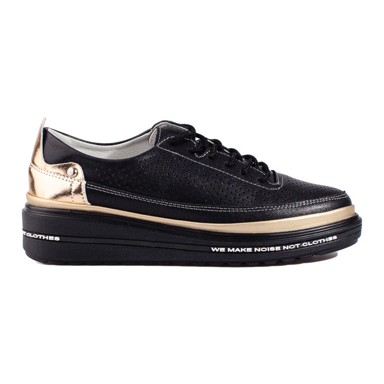 Shelovet black leather sports shoes
