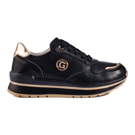 Black leather sneakers on the Shelovet platform