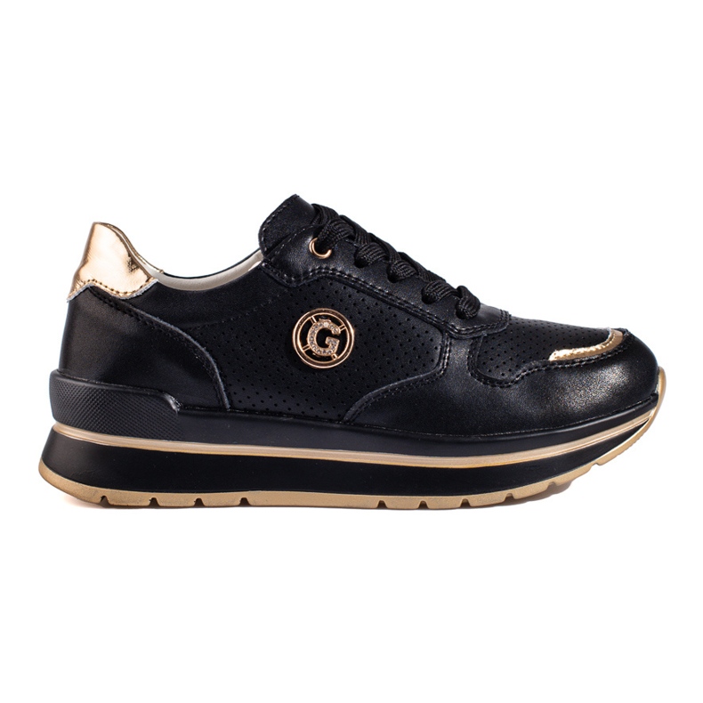 Black leather sneakers on the Shelovet platform