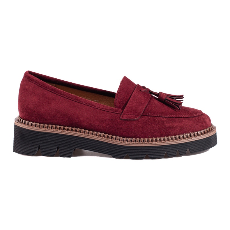Vinceza maroon suede tassel loafers red