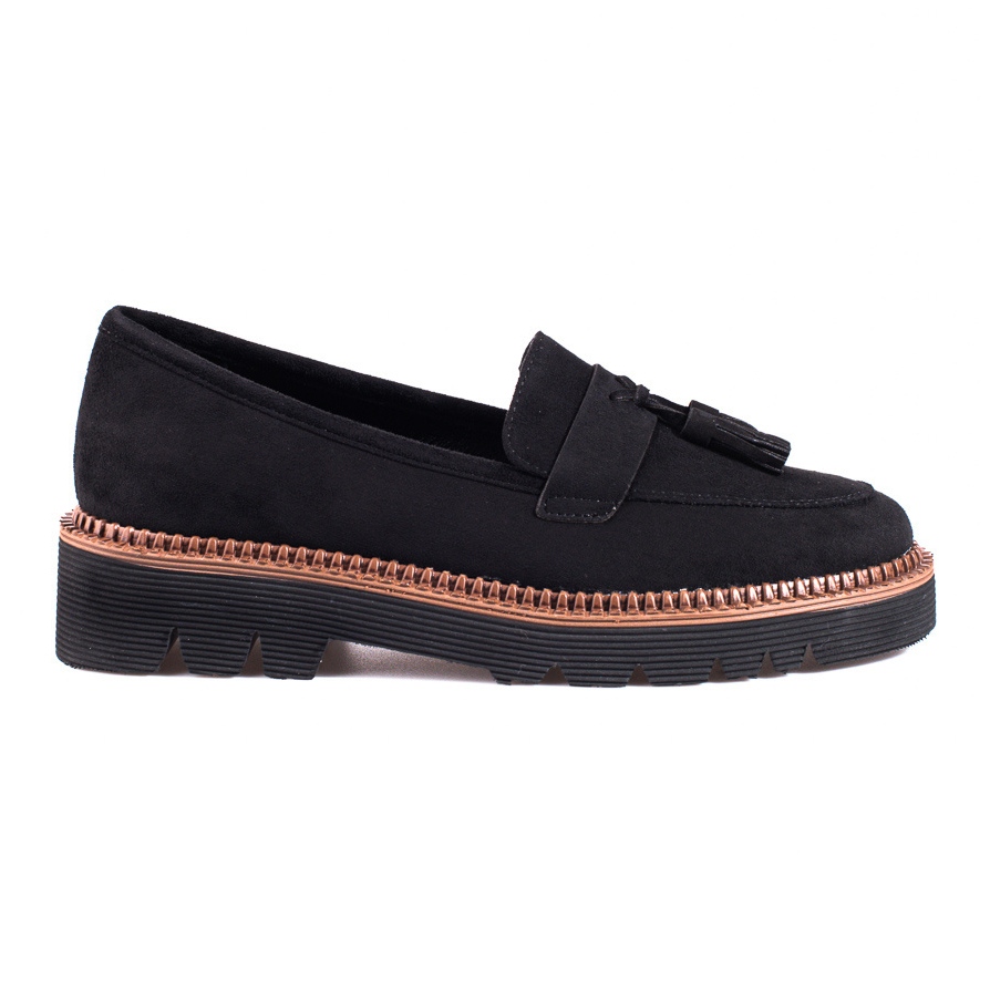 Womens black suede tassel 2025 loafers