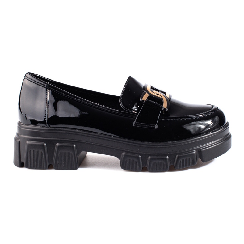 Patent black loafers with Shelovet embellishment Patent black loafers with Shelovet embellishment