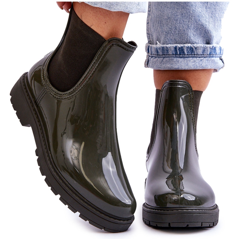 BM Women's Slip On Galoshes Chelsea Boots Dark Green Larone BM Women's Slip On Galoshes Chelsea Boots Dark Green Larone