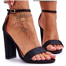 Satin High Heel Sandals Black Linsy