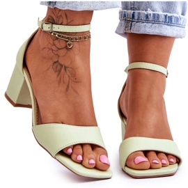PG1 Eco-leather Sandals On A Low Heel Light Green Whitney