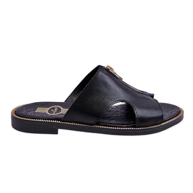 Lemar Women's Slippers With Decorative Zipper Black Clarence