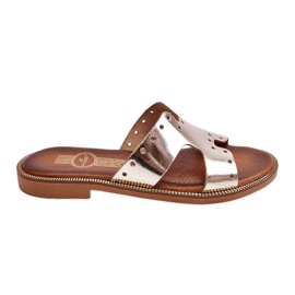 Lemar Women's Slippers With Decorative Cutouts Golden Emily Lemar Women's Slippers With Decorative Cutouts Golden Emily