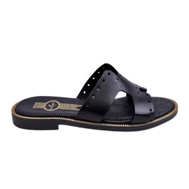 Lemar Women's Slippers With Decorative Cutouts Black Emily Lemar Women's Slippers With Decorative Cutouts Black Emily