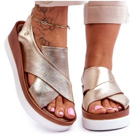 Lemar Gold Morgan Leather Wedge Sandals golden Lemar Gold Morgan Leather Wedge Sandals golden