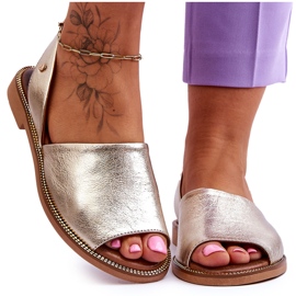 Zazoo Gold Alivia Leather Slip-On Sandals golden