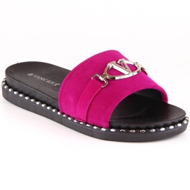 Slippers with decoration Vinceza W 30183 fuchsia pink