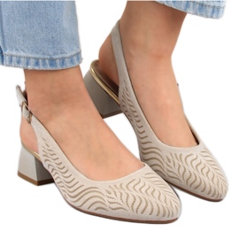 Women's beige suede heel sandals Jezzi RMR2263-4