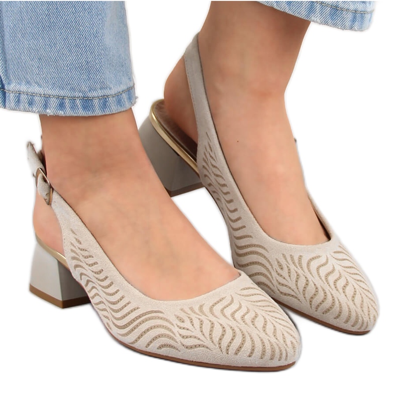Women's beige suede heel sandals Jezzi RMR2263-4
