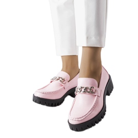 Pink moccasins with tractor soles from Faiz