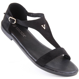 Flat suede sandals Vinceza W 17270 black