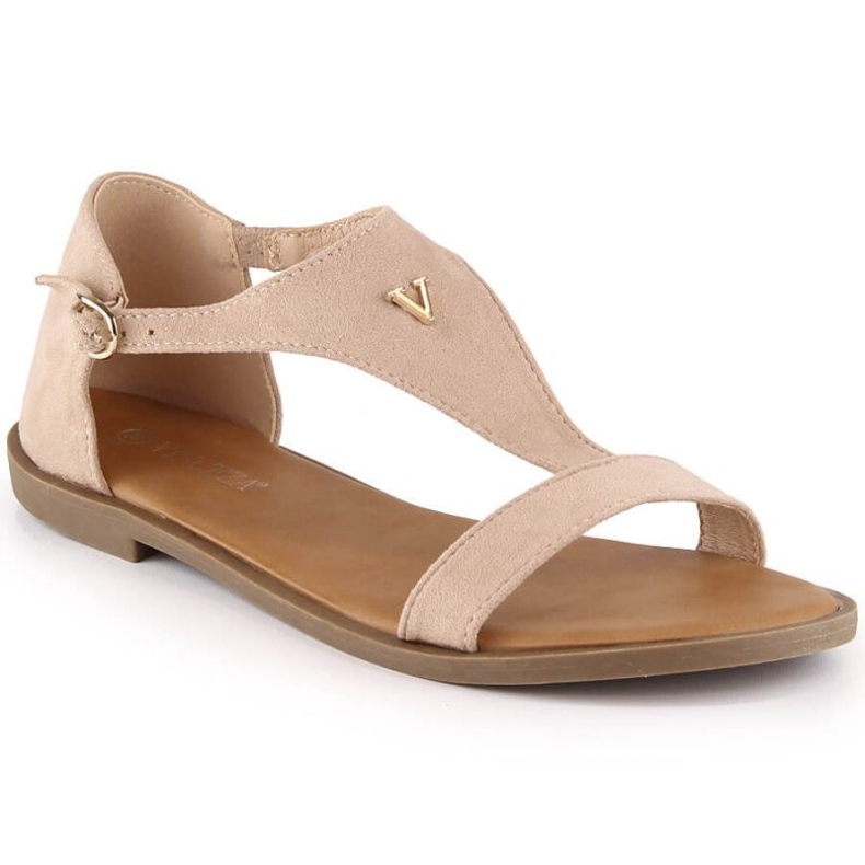 Flat suede sandals Vinceza W 17270 beige