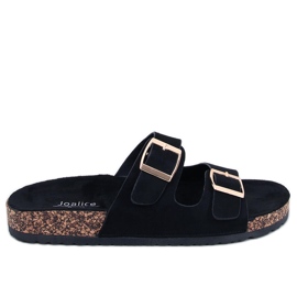 BM Byrd Black cork slippers