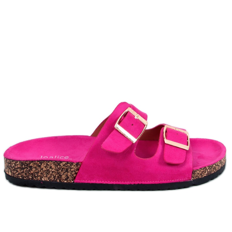 BM Byrd Fuchsia cork slippers pink
