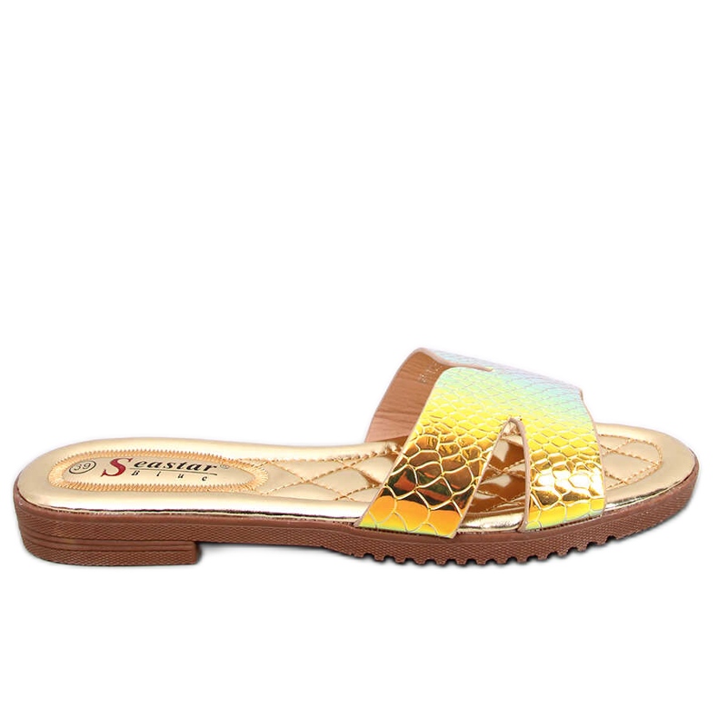 BM Women's opalescent Duey Gold slippers golden