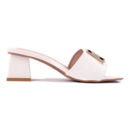 Women's slippers with a low heel Shelovet white Women's slippers with a low heel Shelovet white