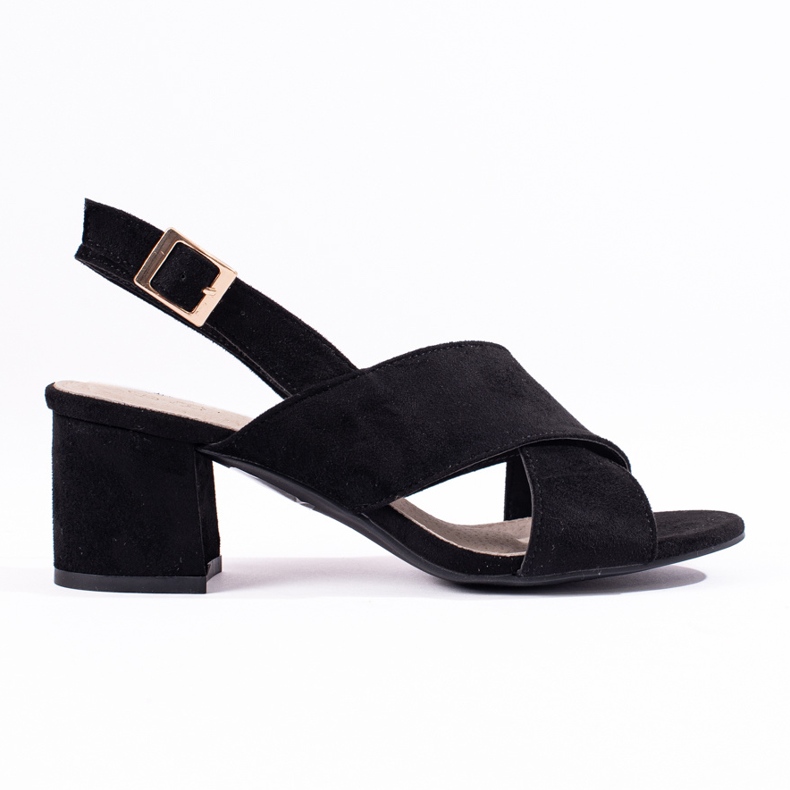 Black suede heel sandals from Shelovet