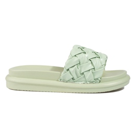 Light green slippers on a thick Shelovet platform