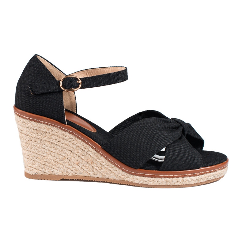 Shelovet black wedge espadrille sandals