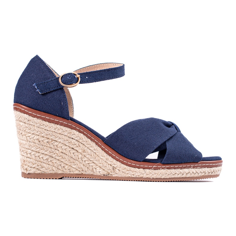Navy blue wedge espadrille sandals from Shelovet