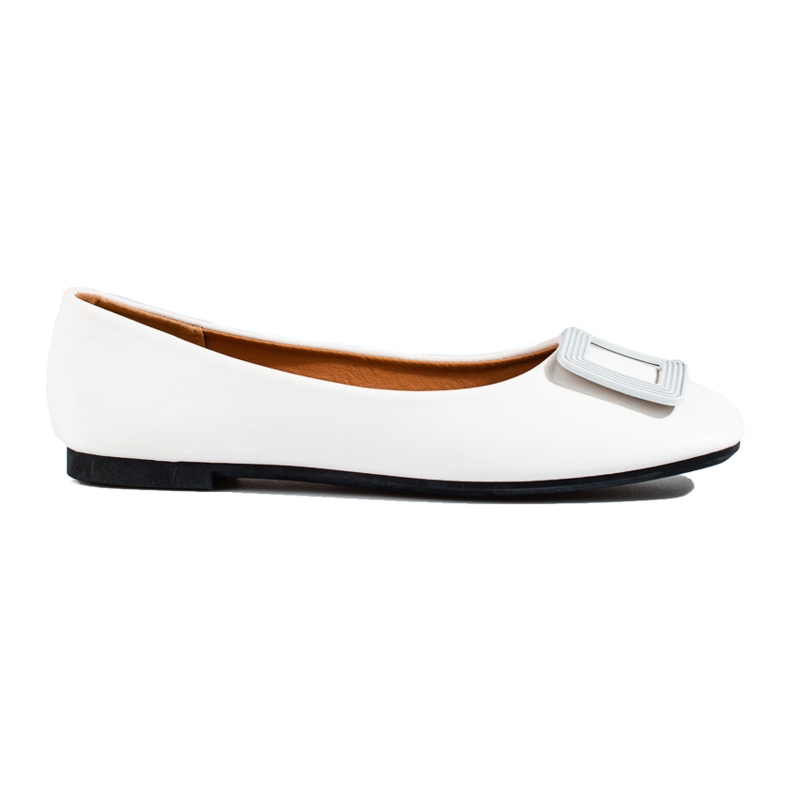 Women's white ballerinas with Shelovet decoration
