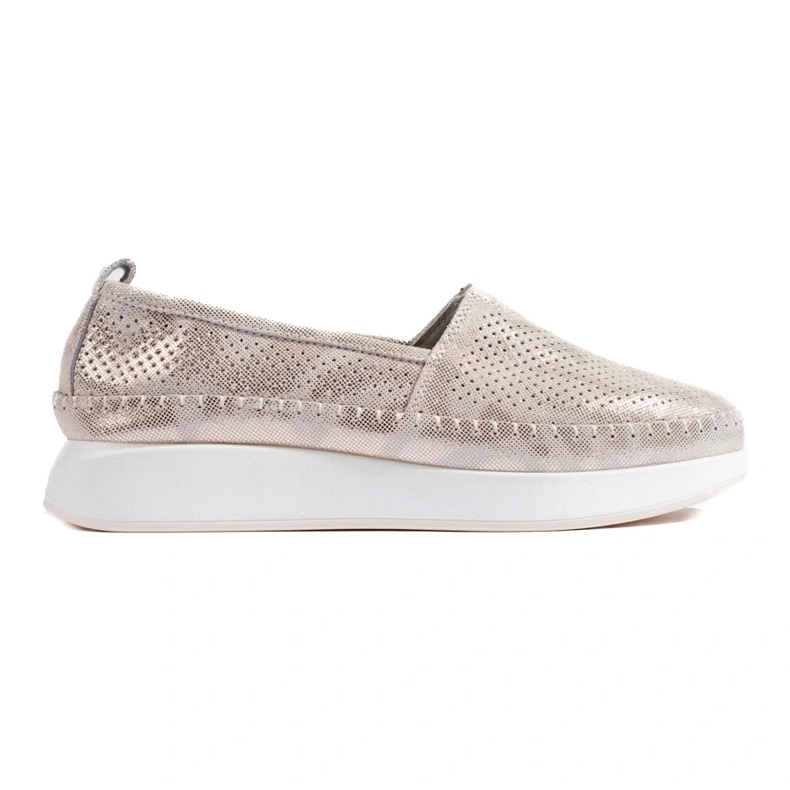Shelovet gold leather openwork shoes golden