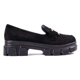 Black suede loafers on the platform Shelovet Black suede loafers on the platform Shelovet