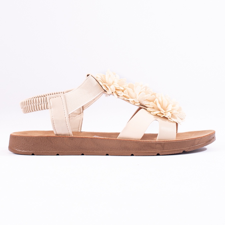 Women's beige sandals with flowers from Shelovet Women's beige sandals with flowers from Shelovet