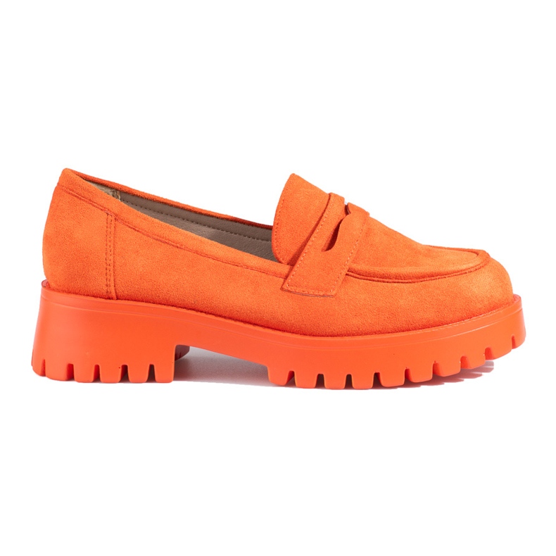 Orange suede loafers from Shelovet