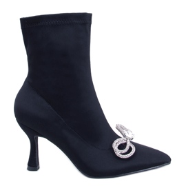Betz Black elastic high heel boots