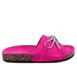 BM Cork slippers with rhinestones Dietz Fuchsia pink