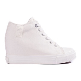 Women's white sneakers with a hidden Big Star wedge LL274035