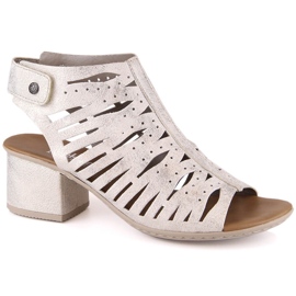 Comfortable sandals with openwork heels Rieker 64676-60 silver