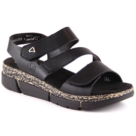 Comfortable women's sandals on a black Velcro platform Rieker V2301-00