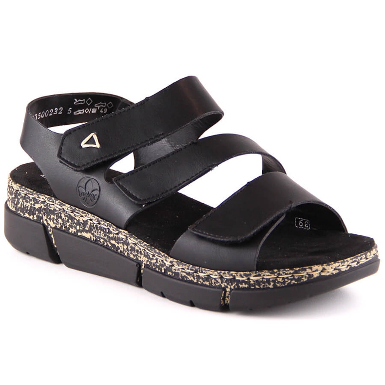 Comfortable women's sandals on a black Velcro platform Rieker V2301-00