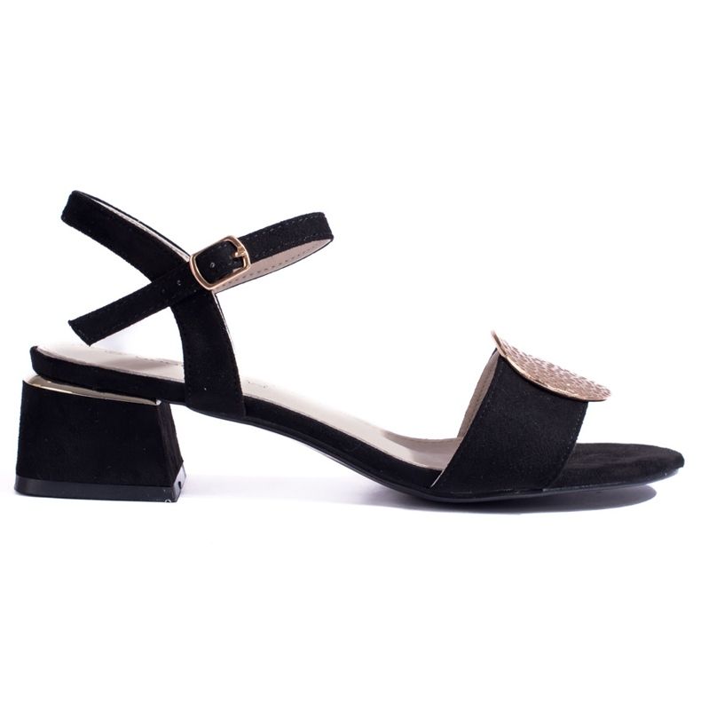 Women's black suede shelovet low heel sandals