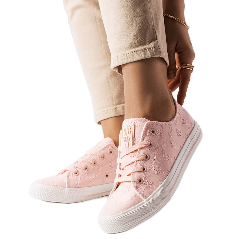 Pink sneakers with embroidery Big Star LL274224