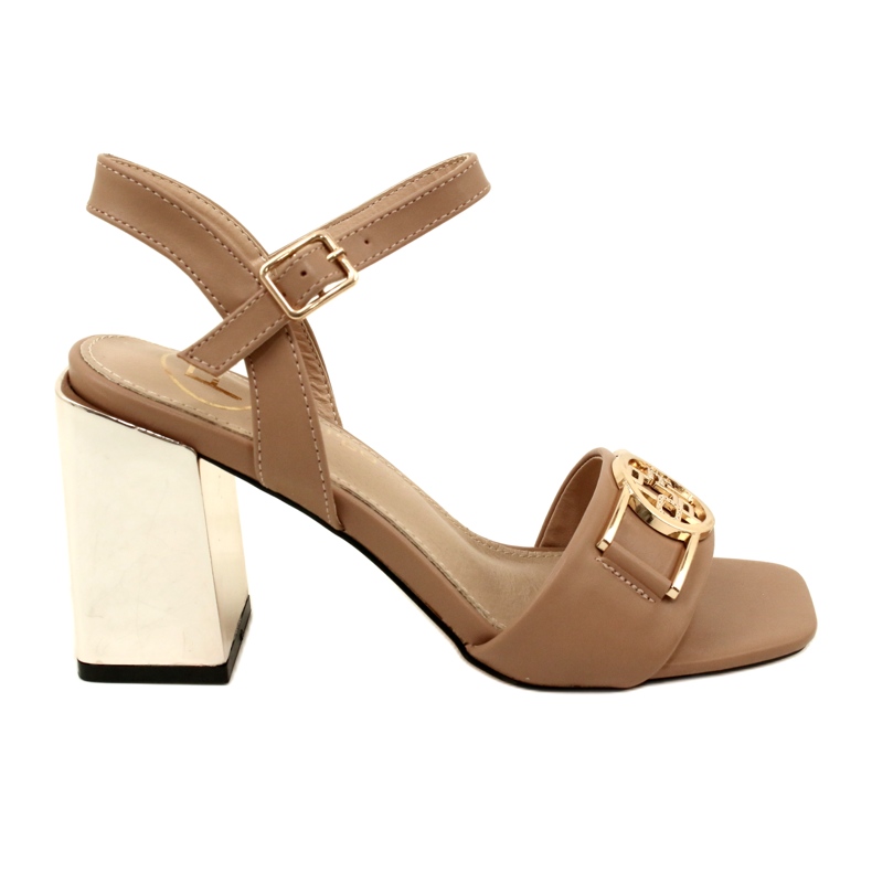 Filippo Women's sandals on a golden post with an ornament DS4502 Beige