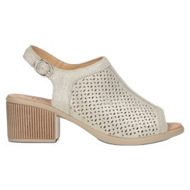 Beige/gold Filippo Openwork Leather Sandals DS4475 golden