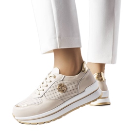 Beige openwork leather shoes from Talbot